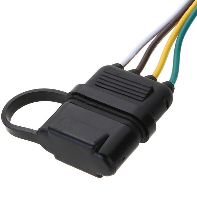 NEW SUN 32" Long 4-Way Flat Wire Connector with Waterproof Cap, 4 Pin Trailer Extension Connector, Trailer Wiring Harness with Male and Female End for Trailer Hitch Wire, Truck, Rv, Bus - Image 3